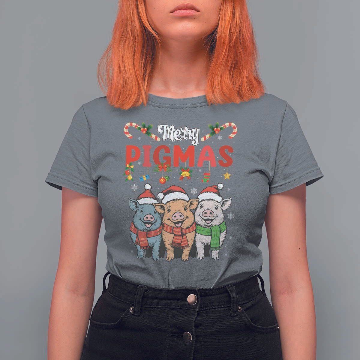 Funny Merry Pigmas T Shirt For Women Christmas Pigs Farm Gift - Wonder Print Shop