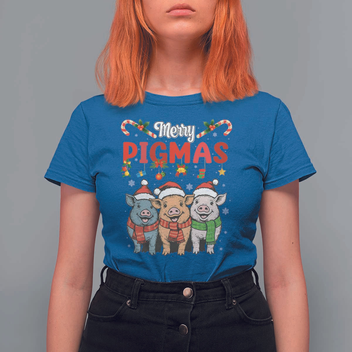Funny Merry Pigmas T Shirt For Women Christmas Pigs Farm Gift - Wonder Print Shop