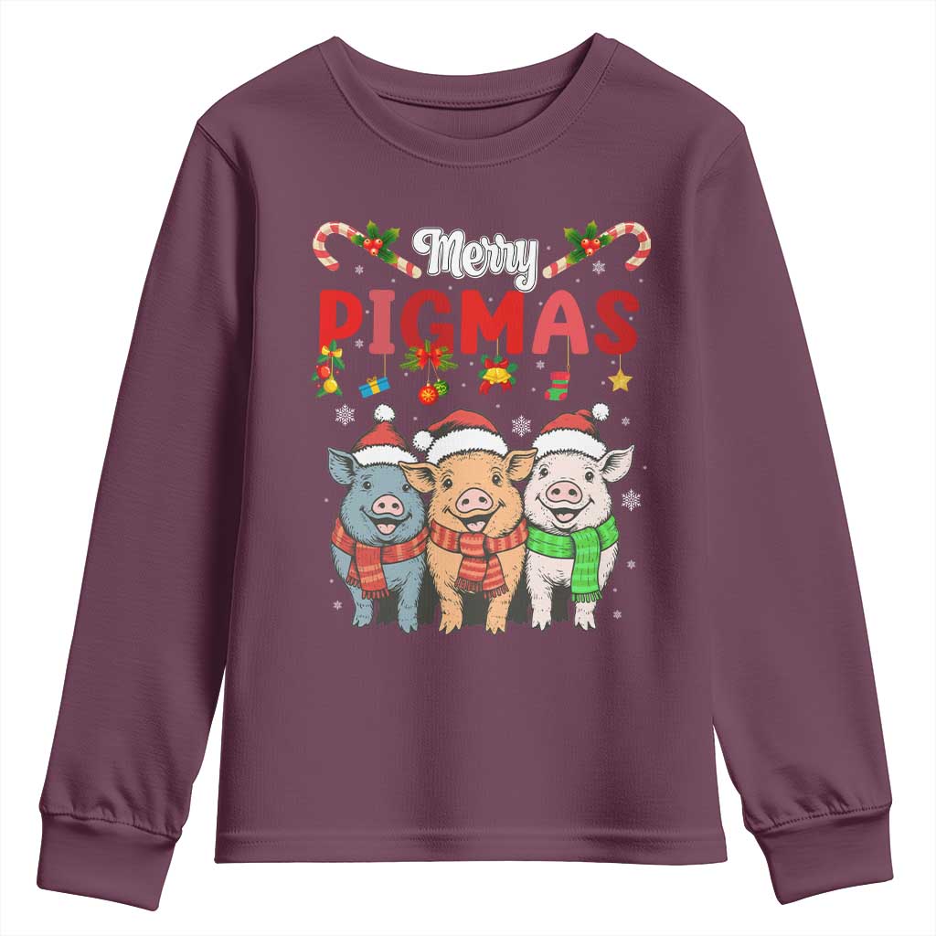 Funny Merry Pigmas Youth Sweatshirt Christmas Pigs Farm Gift - Wonder Print Shop