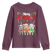 Funny Merry Pigmas Youth Sweatshirt Christmas Pigs Farm Gift - Wonder Print Shop