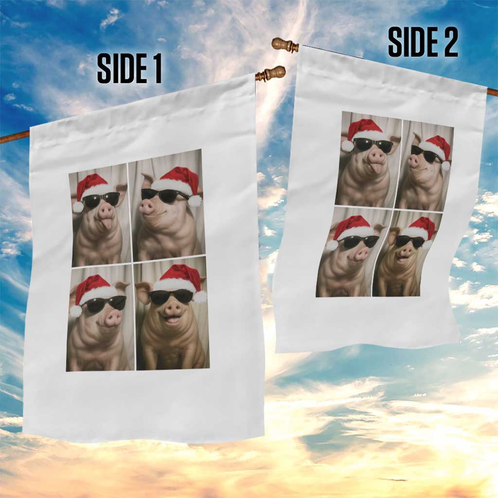 Cute Pig Christmas Selfie Garden Flag Funny Holiday Photobooth Gift - Wonder Print Shop