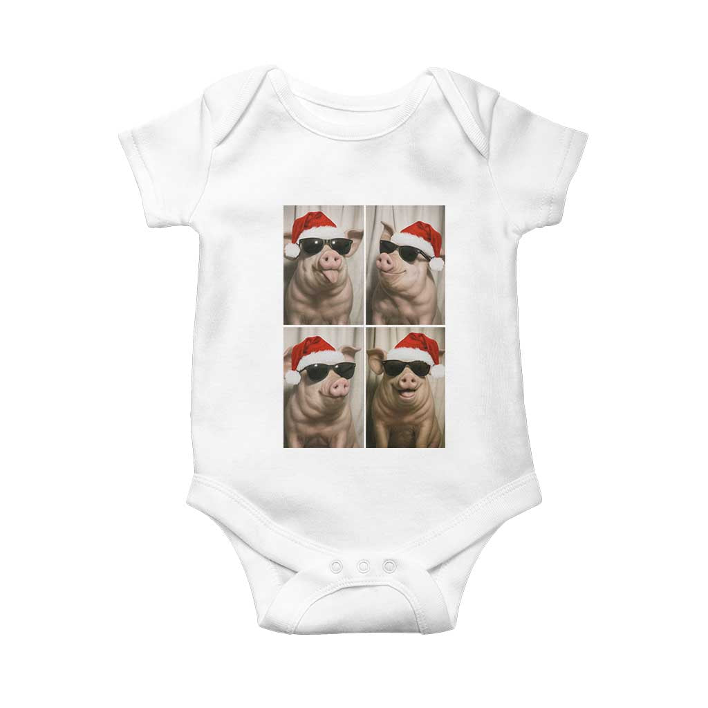 Cute Pig Christmas Selfie Baby Onesie Funny Holiday Photobooth Gift - Wonder Print Shop