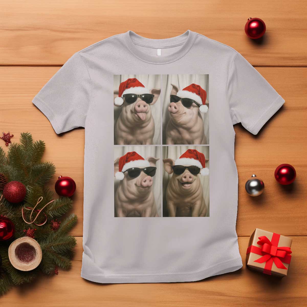 Cute Pig Christmas Selfie T Shirt Funny Holiday Photobooth Gift - Wonder Print Shop