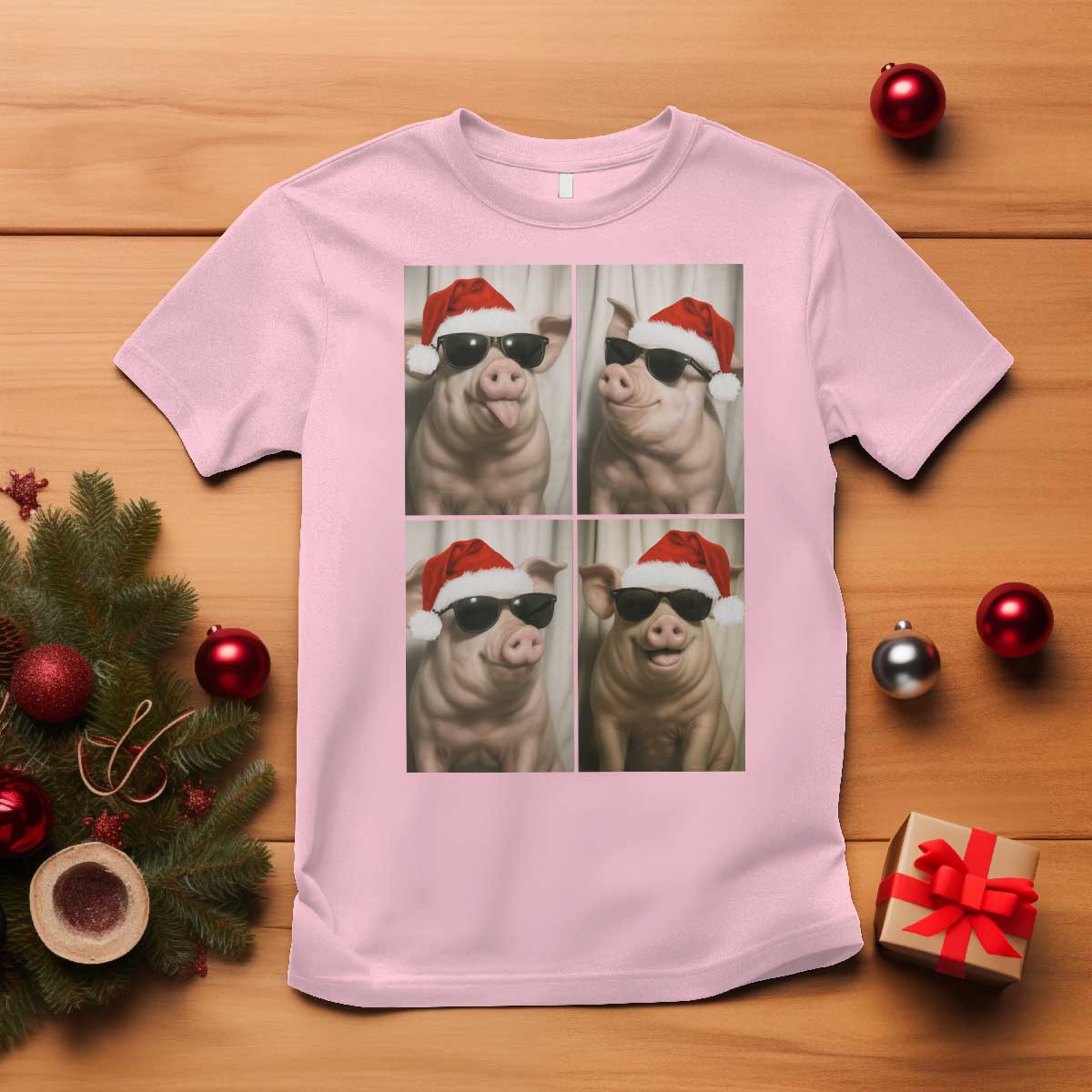 Cute Pig Christmas Selfie T Shirt Funny Holiday Photobooth Gift - Wonder Print Shop