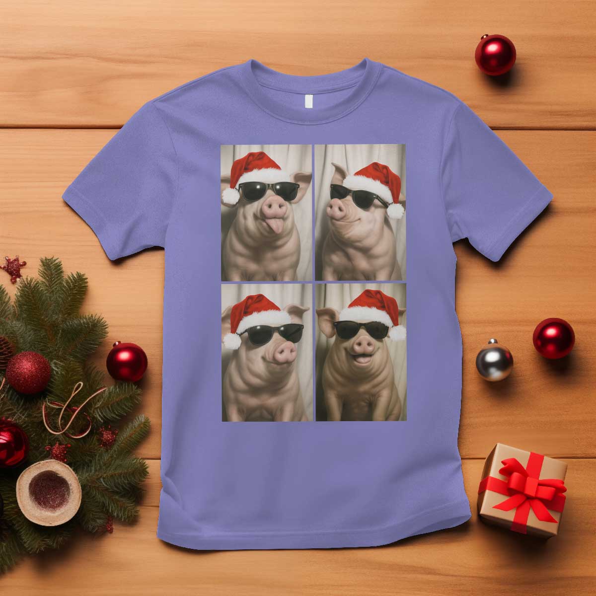 Cute Pig Christmas Selfie T Shirt Funny Holiday Photobooth Gift - Wonder Print Shop