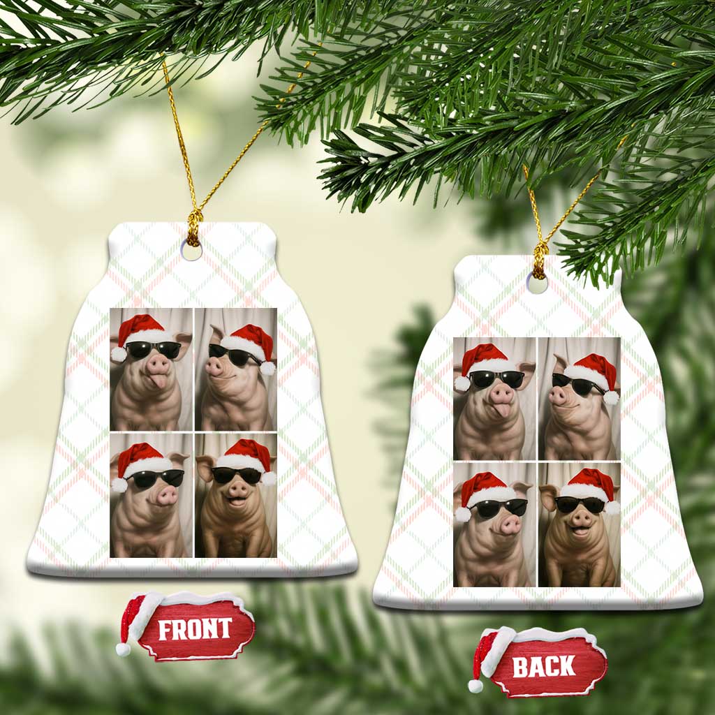 Cute Pig Christmas Selfie Ceramic Ornament Funny Holiday Photobooth Gift - Wonder Print Shop