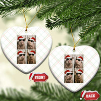 Cute Pig Christmas Selfie Ceramic Ornament Funny Holiday Photobooth Gift - Wonder Print Shop