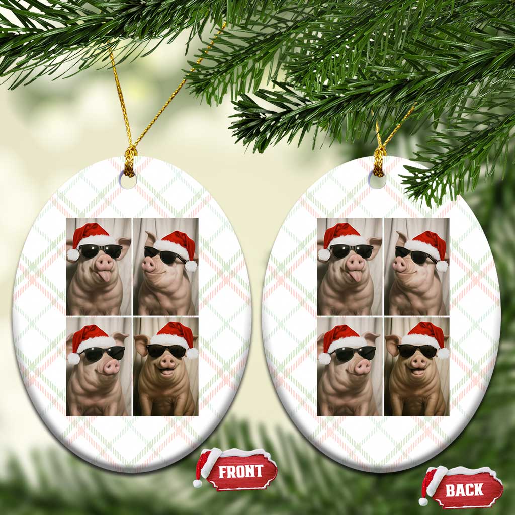 Cute Pig Christmas Selfie Ceramic Ornament Funny Holiday Photobooth Gift - Wonder Print Shop