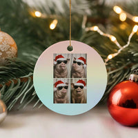 Cute Pig Christmas Selfie Ceramic Ornament Funny Holiday Photobooth Gift - Wonder Print Shop