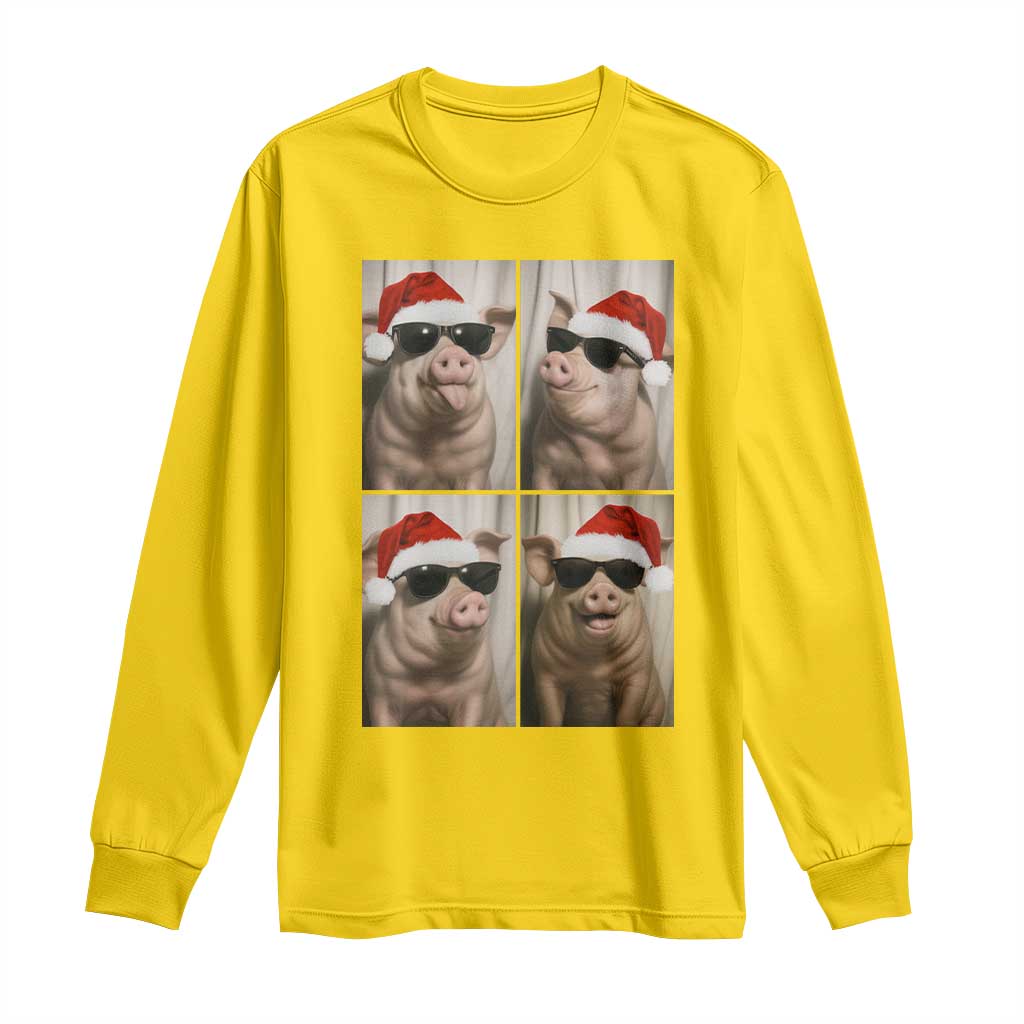 Cute Pig Christmas Selfie Long Sleeve Shirt Funny Holiday Photobooth Gift - Wonder Print Shop