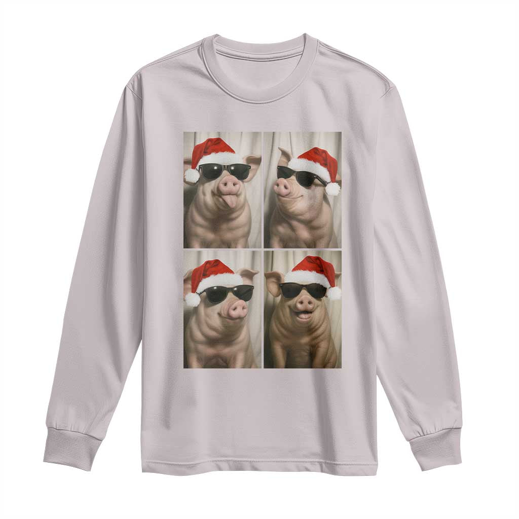 Cute Pig Christmas Selfie Long Sleeve Shirt Funny Holiday Photobooth Gift - Wonder Print Shop