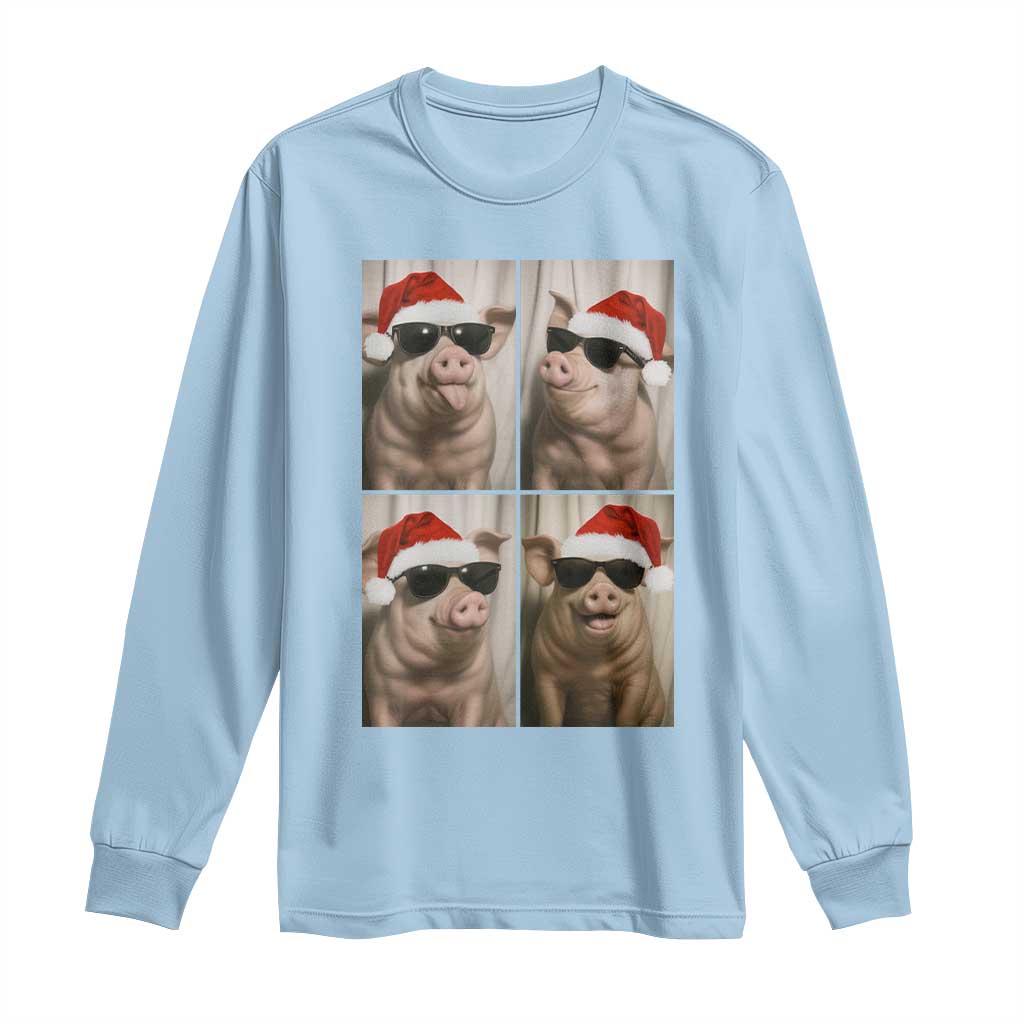 Cute Pig Christmas Selfie Long Sleeve Shirt Funny Holiday Photobooth Gift - Wonder Print Shop