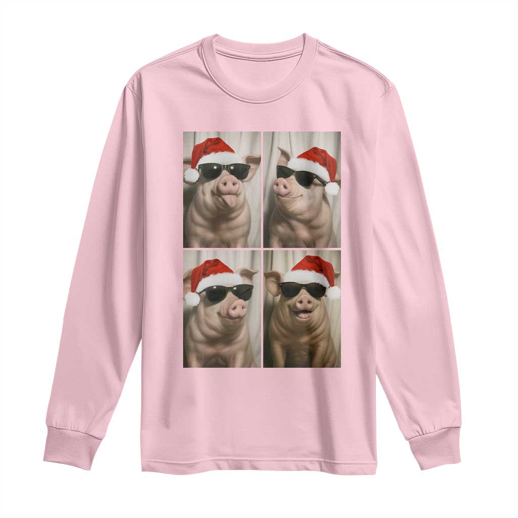 Cute Pig Christmas Selfie Long Sleeve Shirt Funny Holiday Photobooth Gift - Wonder Print Shop