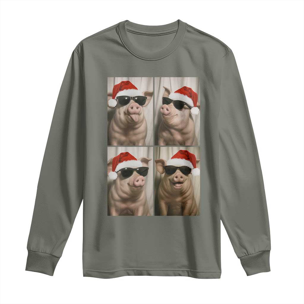Cute Pig Christmas Selfie Long Sleeve Shirt Funny Holiday Photobooth Gift - Wonder Print Shop