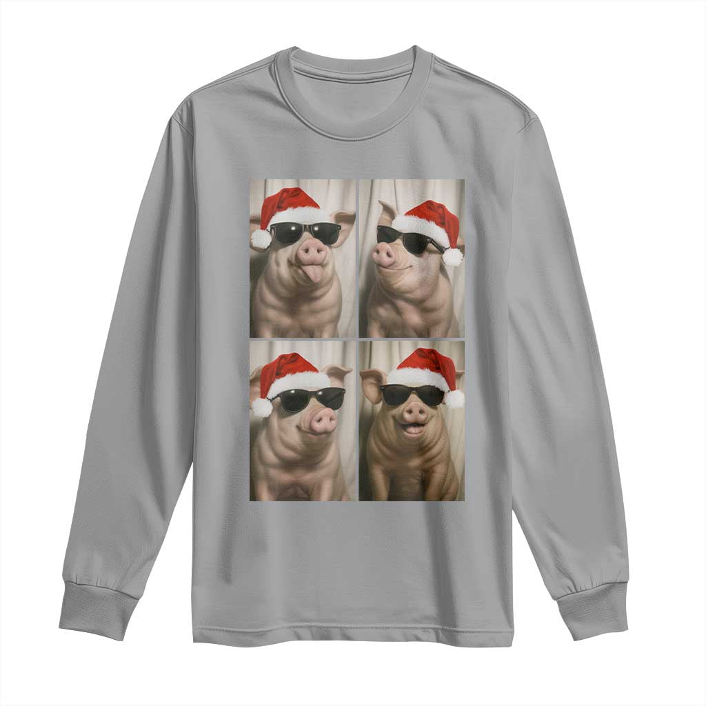 Cute Pig Christmas Selfie Long Sleeve Shirt Funny Holiday Photobooth Gift - Wonder Print Shop