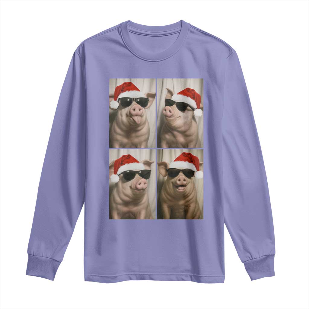 Cute Pig Christmas Selfie Long Sleeve Shirt Funny Holiday Photobooth Gift - Wonder Print Shop