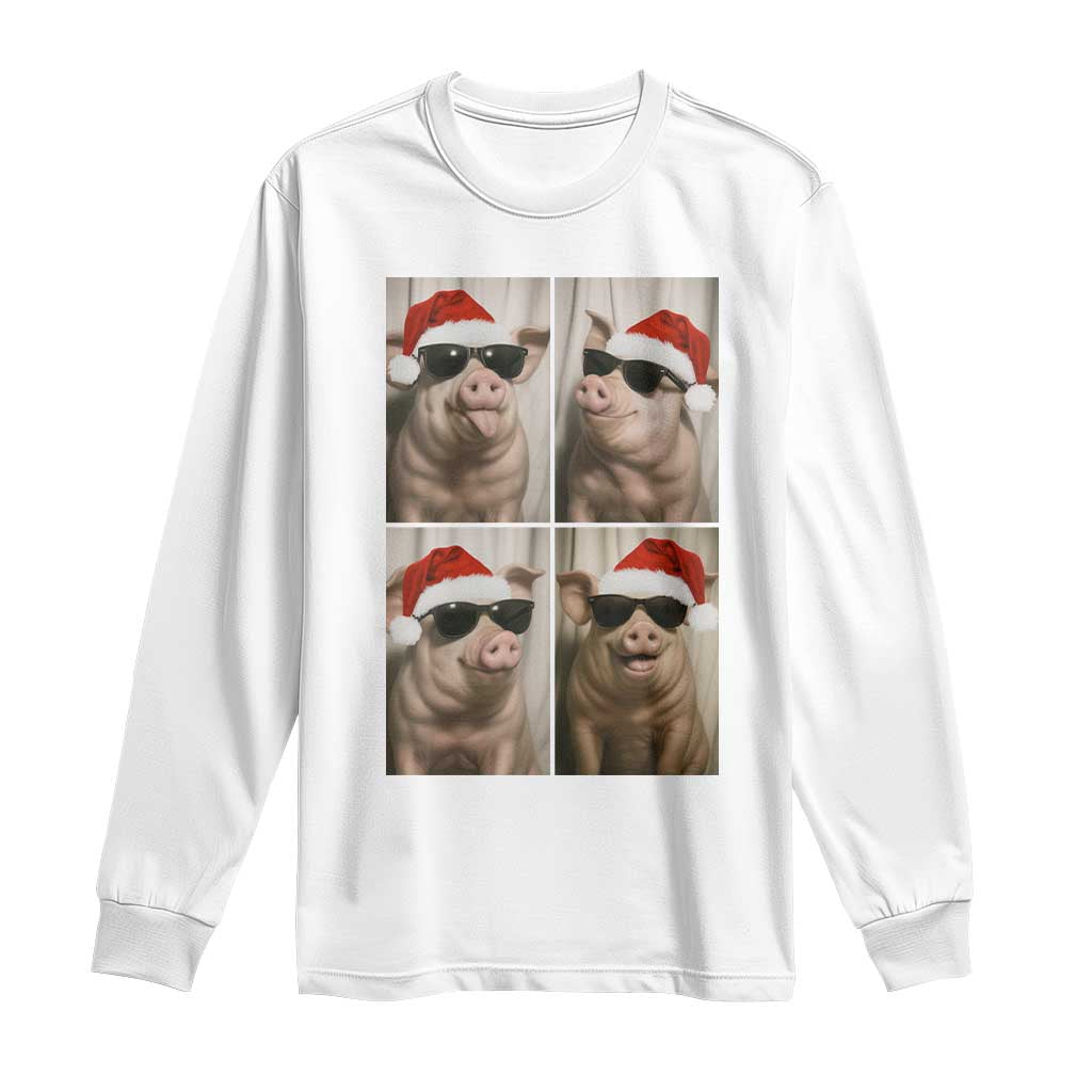 Cute Pig Christmas Selfie Long Sleeve Shirt Funny Holiday Photobooth Gift - Wonder Print Shop