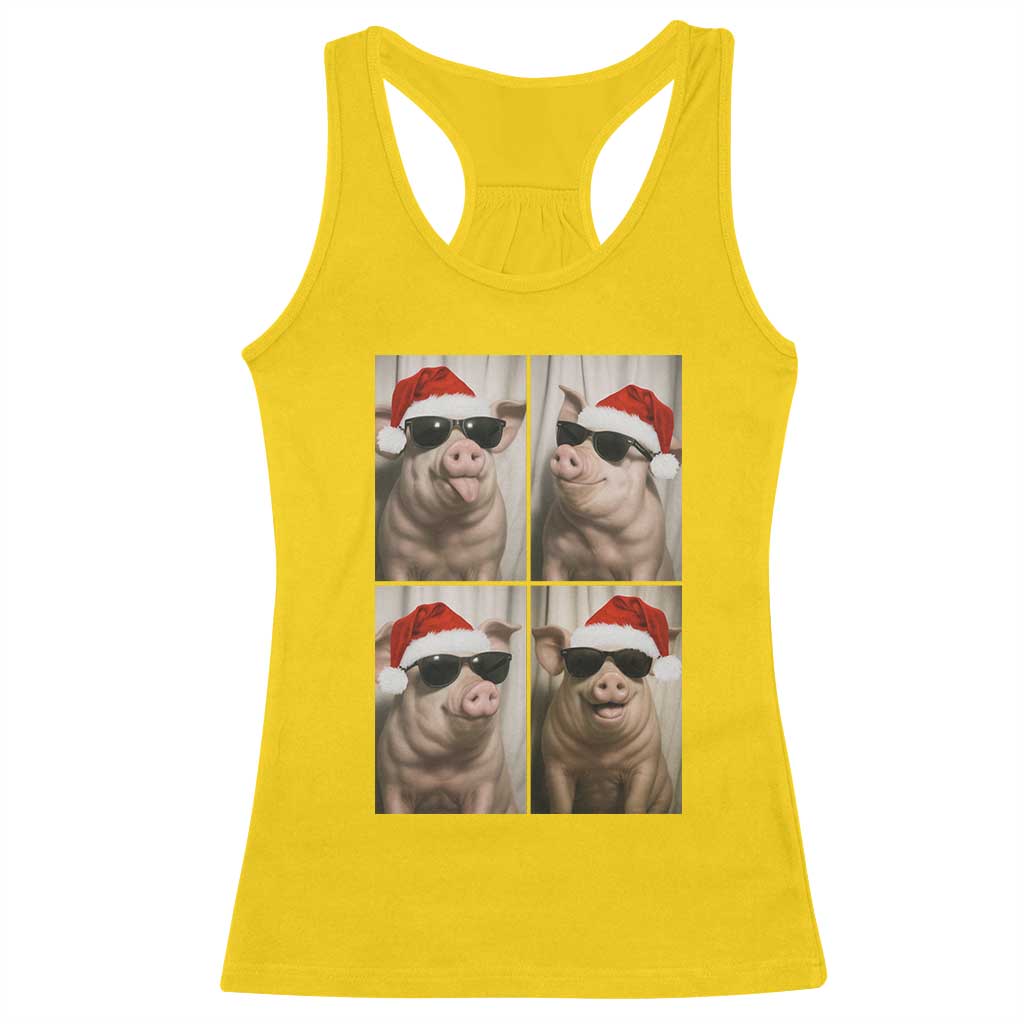 Cute Pig Christmas Selfie Racerback Tank Top Funny Holiday Photobooth Gift - Wonder Print Shop