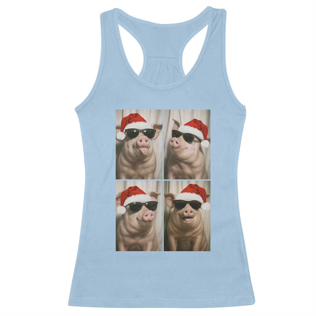 Cute Pig Christmas Selfie Racerback Tank Top Funny Holiday Photobooth Gift - Wonder Print Shop