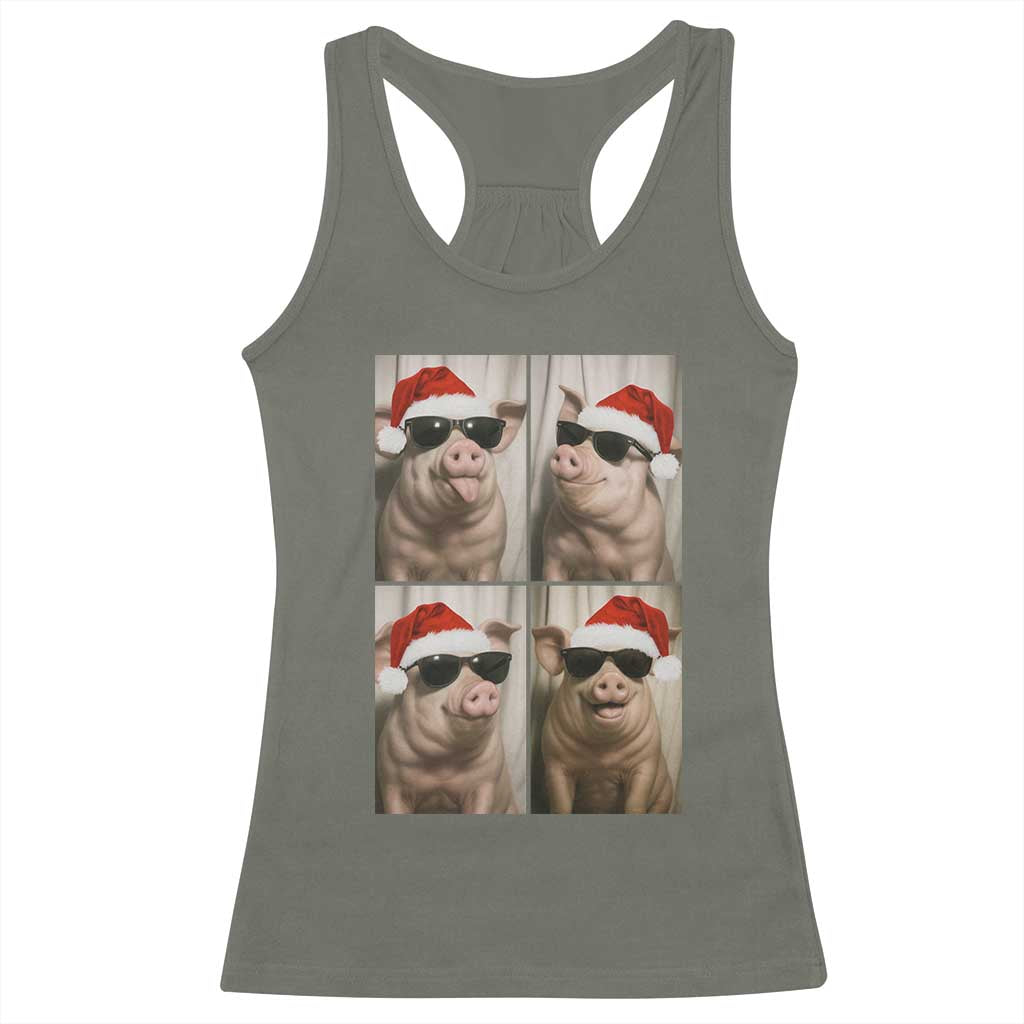 Cute Pig Christmas Selfie Racerback Tank Top Funny Holiday Photobooth Gift - Wonder Print Shop