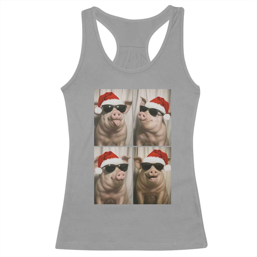 Cute Pig Christmas Selfie Racerback Tank Top Funny Holiday Photobooth Gift - Wonder Print Shop