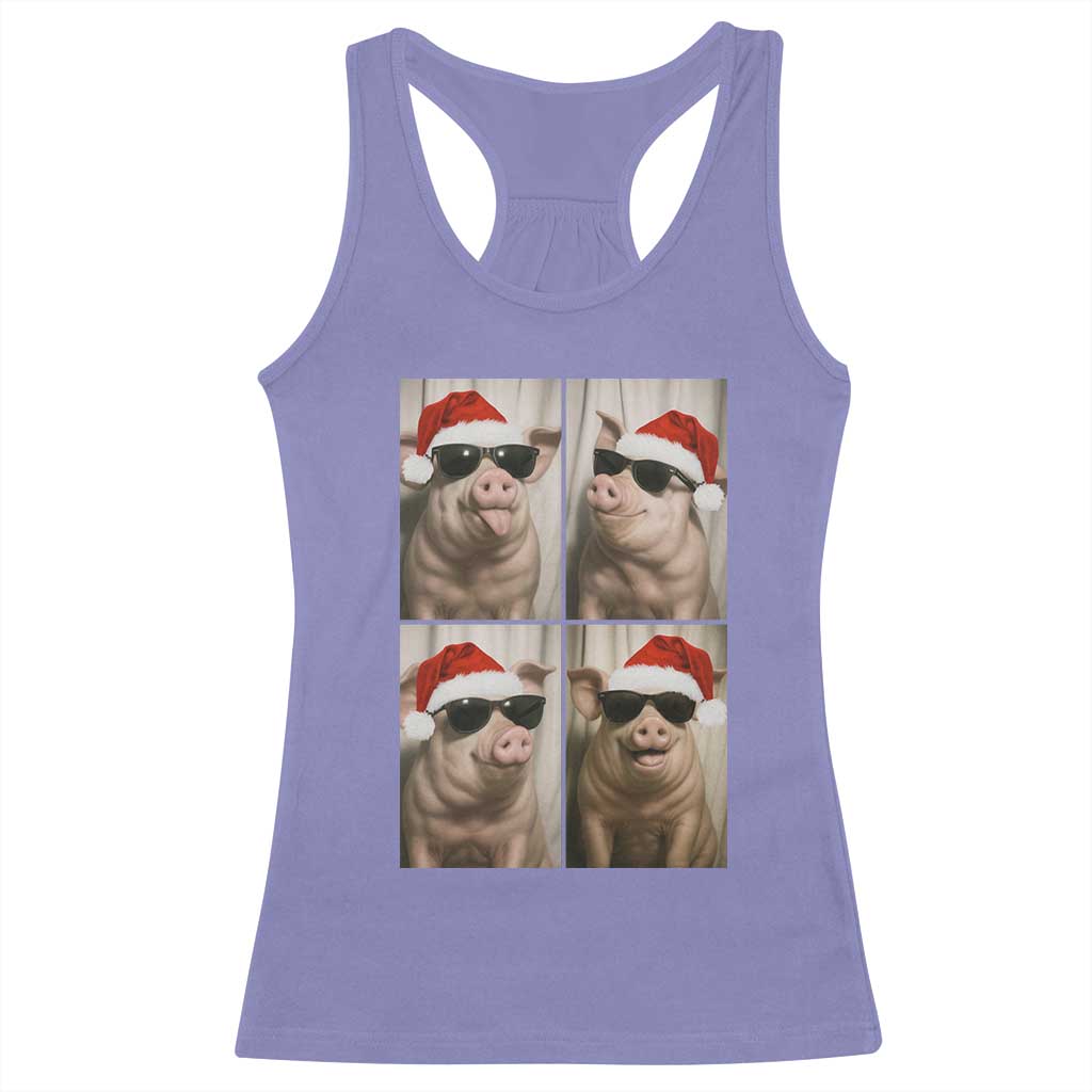 Cute Pig Christmas Selfie Racerback Tank Top Funny Holiday Photobooth Gift - Wonder Print Shop