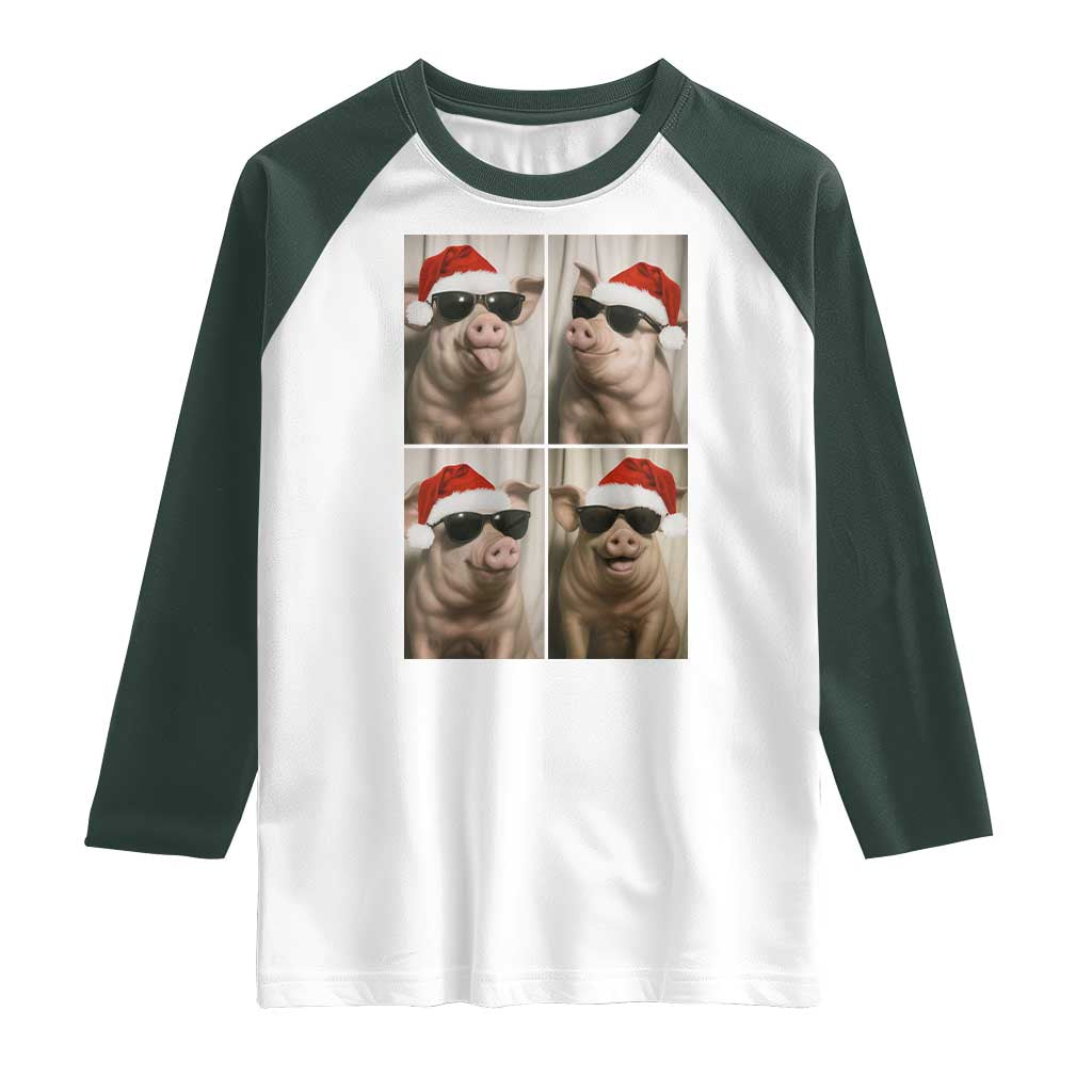 Cute Pig Christmas Selfie Raglan Shirt Funny Holiday Photobooth Gift - Wonder Print Shop