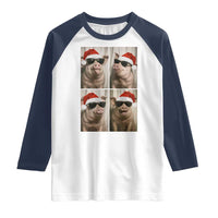 Cute Pig Christmas Selfie Raglan Shirt Funny Holiday Photobooth Gift - Wonder Print Shop