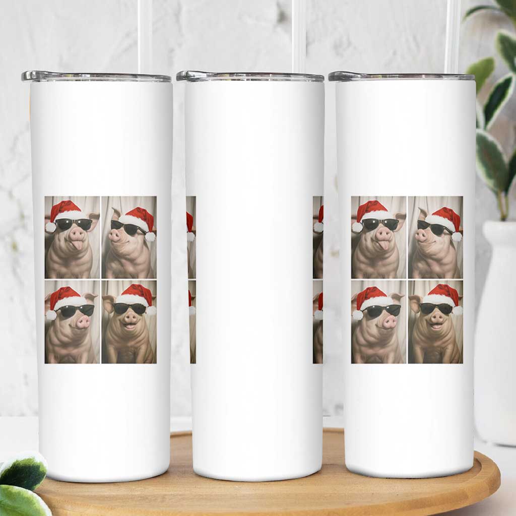 Cute Pig Christmas Selfie Skinny Tumbler Funny Holiday Photobooth Gift - Wonder Print Shop