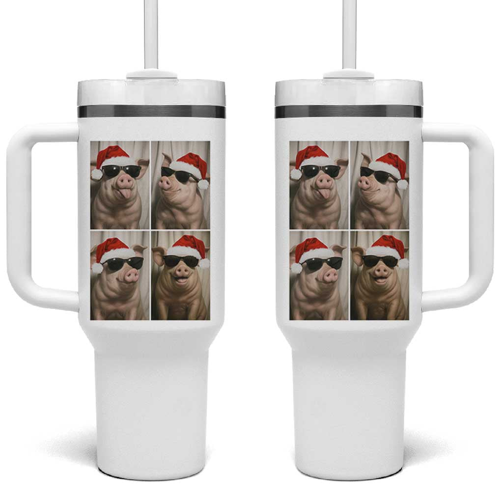 Cute Pig Christmas Selfie Tumbler With Handle Funny Holiday Photobooth Gift - Wonder Print Shop
