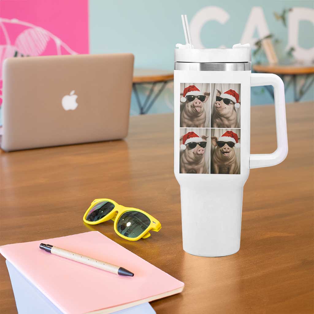 Cute Pig Christmas Selfie Tumbler With Handle Funny Holiday Photobooth Gift - Wonder Print Shop