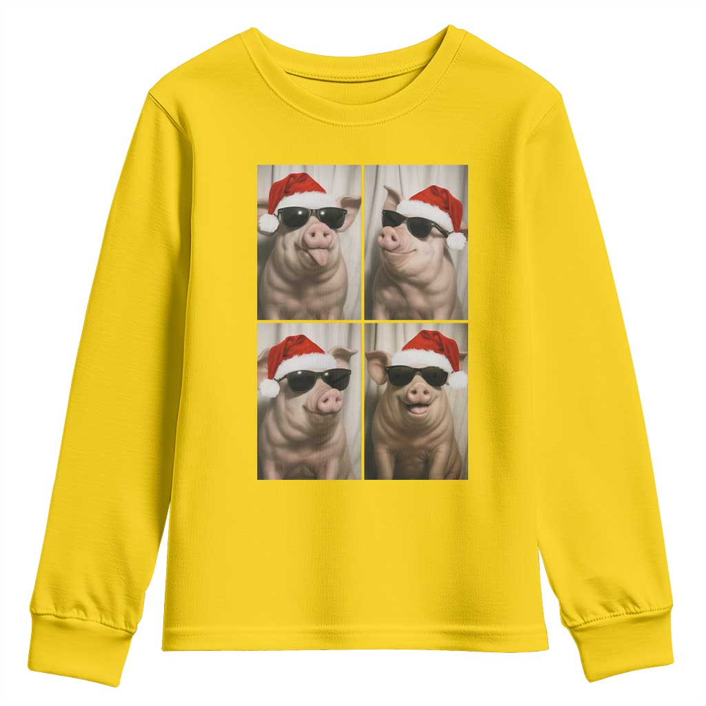 Cute Pig Christmas Selfie Youth Sweatshirt Funny Holiday Photobooth Gift - Wonder Print Shop