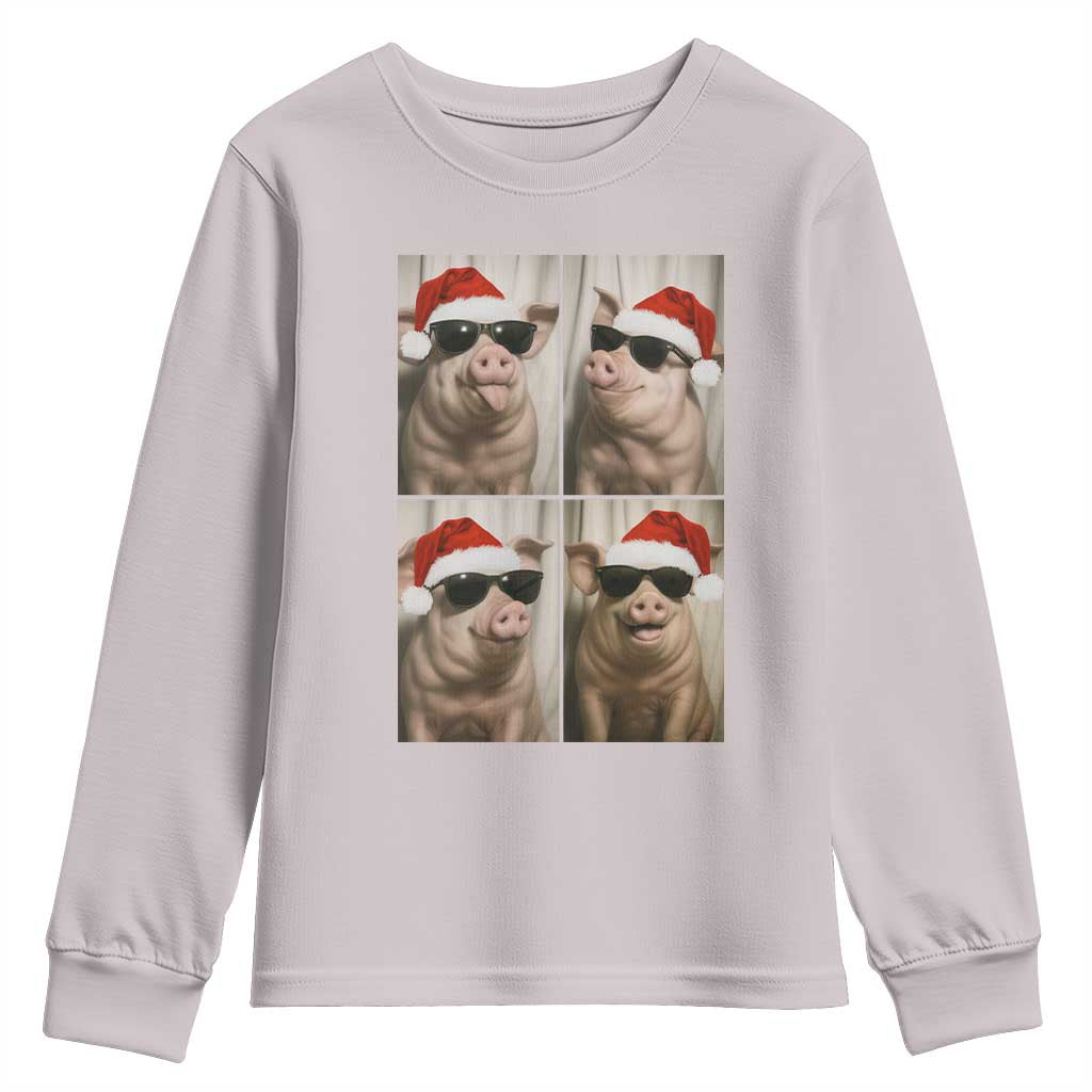 Cute Pig Christmas Selfie Youth Sweatshirt Funny Holiday Photobooth Gift - Wonder Print Shop