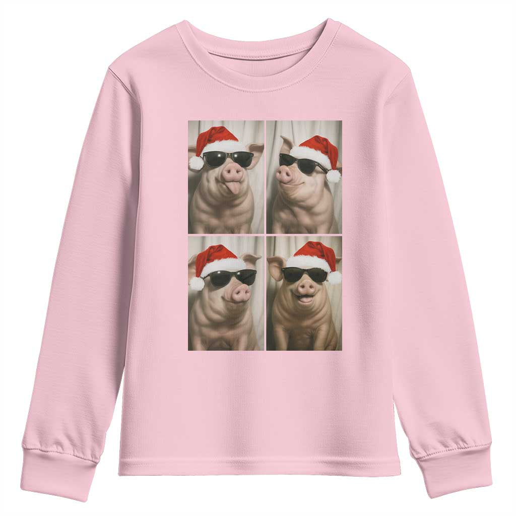 Cute Pig Christmas Selfie Youth Sweatshirt Funny Holiday Photobooth Gift - Wonder Print Shop