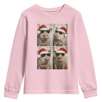 Cute Pig Christmas Selfie Youth Sweatshirt Funny Holiday Photobooth Gift - Wonder Print Shop
