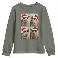 Cute Pig Christmas Selfie Youth Sweatshirt Funny Holiday Photobooth Gift - Wonder Print Shop