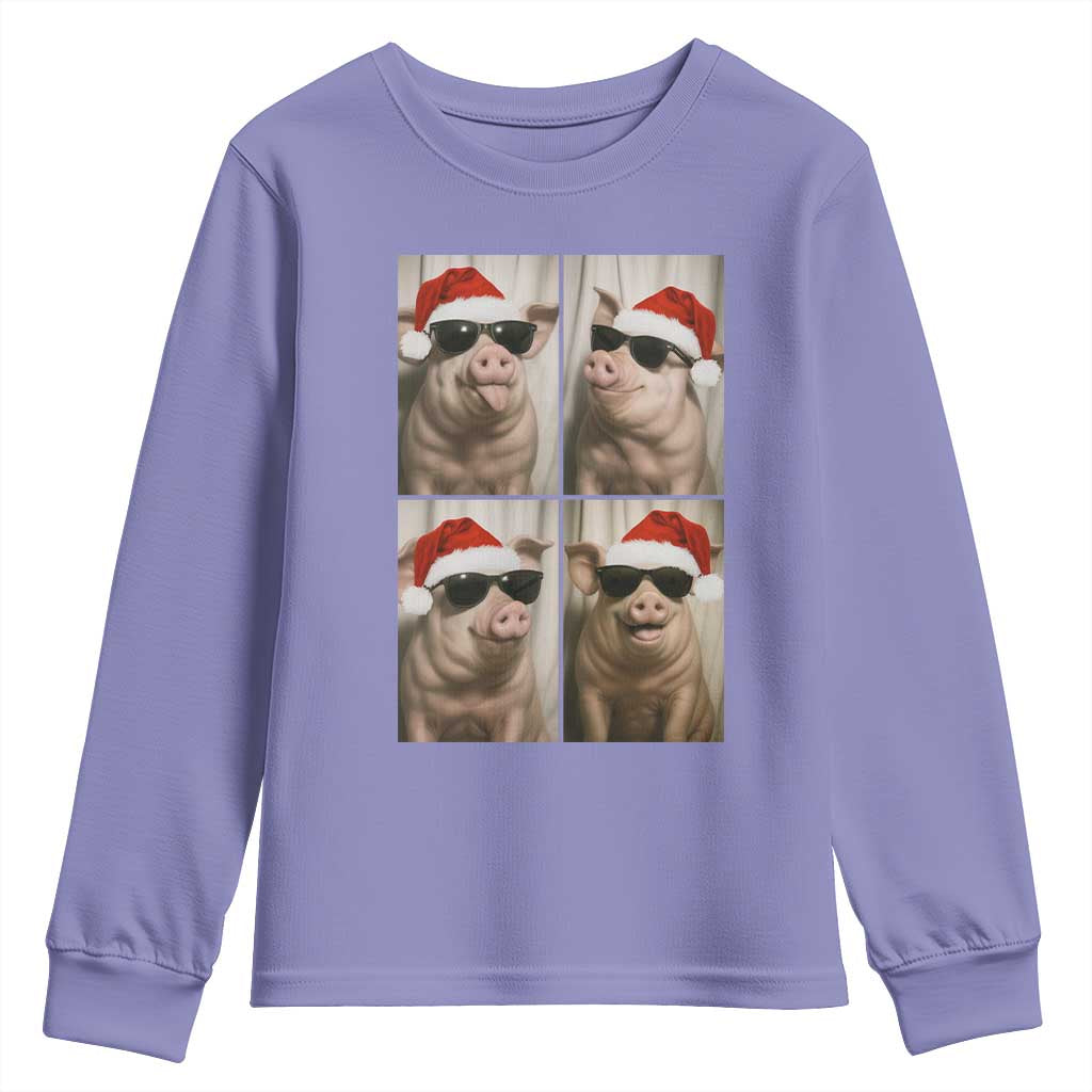 Cute Pig Christmas Selfie Youth Sweatshirt Funny Holiday Photobooth Gift - Wonder Print Shop