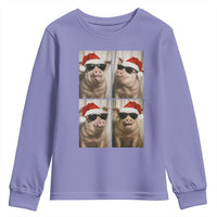 Cute Pig Christmas Selfie Youth Sweatshirt Funny Holiday Photobooth Gift - Wonder Print Shop