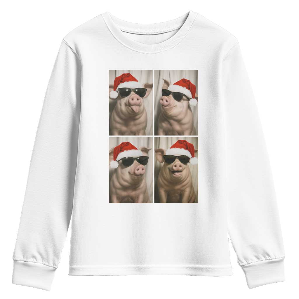 Cute Pig Christmas Selfie Youth Sweatshirt Funny Holiday Photobooth Gift - Wonder Print Shop