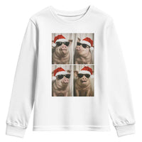Cute Pig Christmas Selfie Youth Sweatshirt Funny Holiday Photobooth Gift - Wonder Print Shop