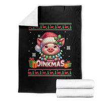 Funny Merry Oinkmas Throw Blanket Pig Lover Ugly Christmas Gift - Wonder Print Shop