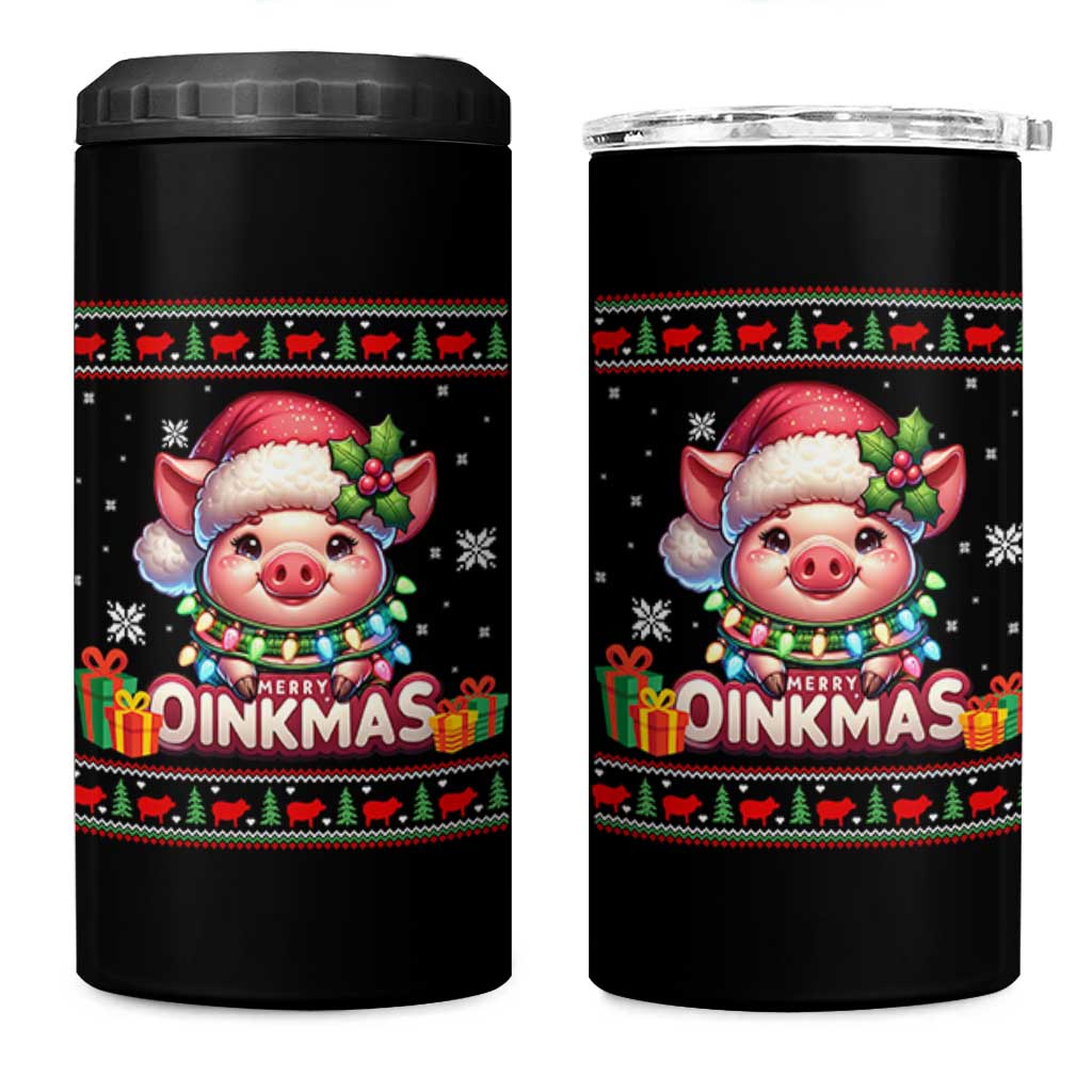 Funny Merry Oinkmas 4 in 1 Can Cooler Tumbler Pig Lover Ugly Christmas Gift - Wonder Print Shop