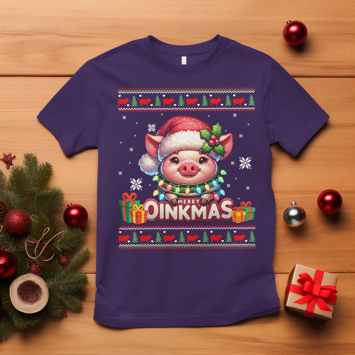 Funny Merry Oinkmas T Shirt Pig Lover Ugly Christmas Gift - Wonder Print Shop