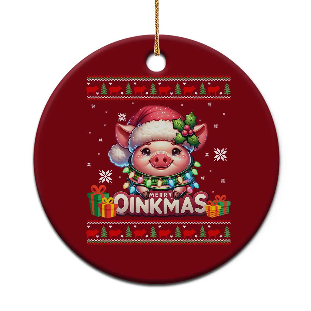 Funny Merry Oinkmas Ceramic Ornament Pig Lover Ugly Christmas Gift - Wonder Print Shop