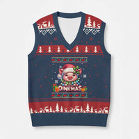 Funny Merry Oinkmas V-Neck Knit Sweater Vest Pig Lover Ugly Xmas Gift - Wonder Print Shop