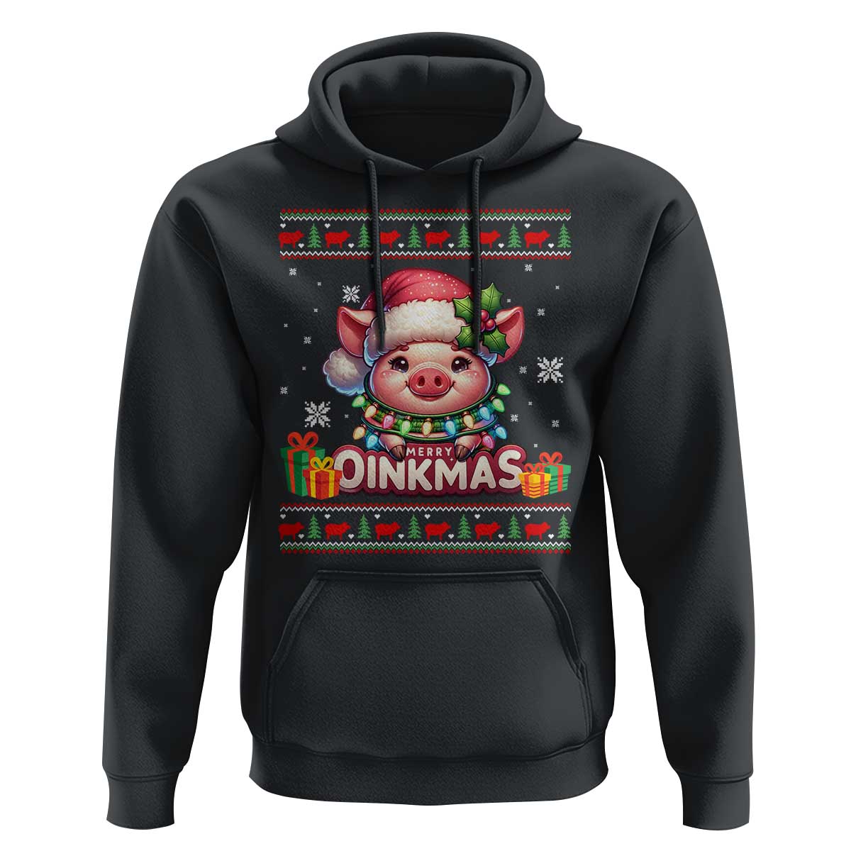 Funny Merry Oinkmas Hoodie Pig Lover Ugly Christmas Gift - Wonder Print Shop