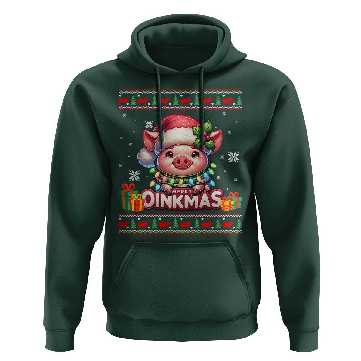Funny Merry Oinkmas Hoodie Pig Lover Ugly Christmas Gift - Wonder Print Shop
