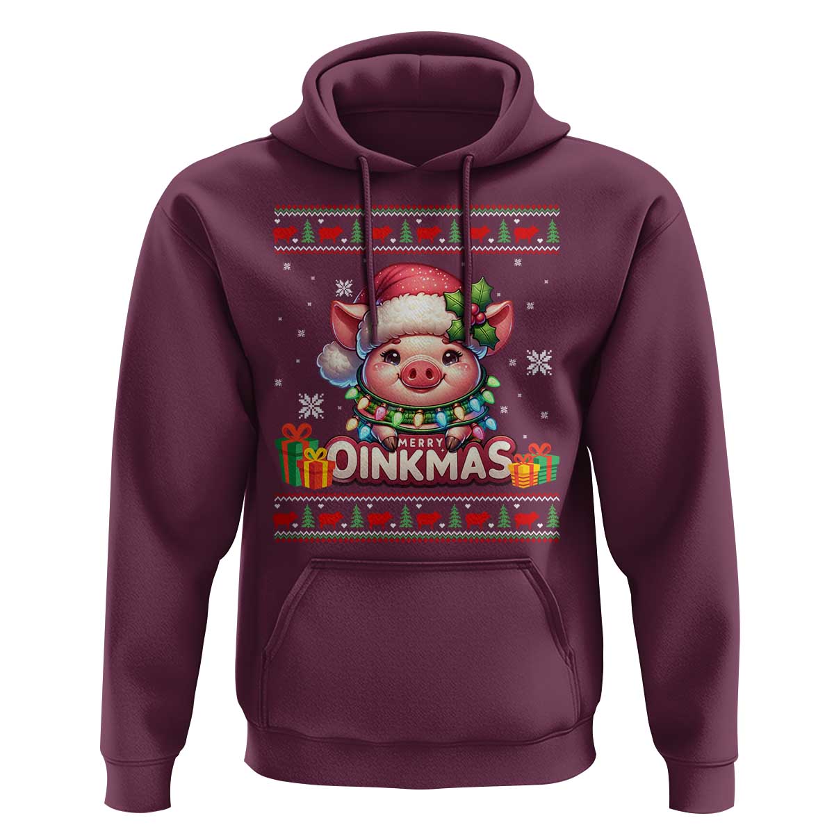 Funny Merry Oinkmas Hoodie Pig Lover Ugly Christmas Gift - Wonder Print Shop