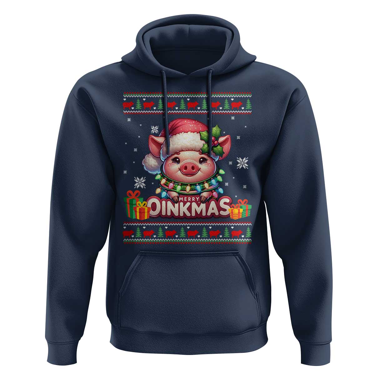 Funny Merry Oinkmas Hoodie Pig Lover Ugly Christmas Gift - Wonder Print Shop