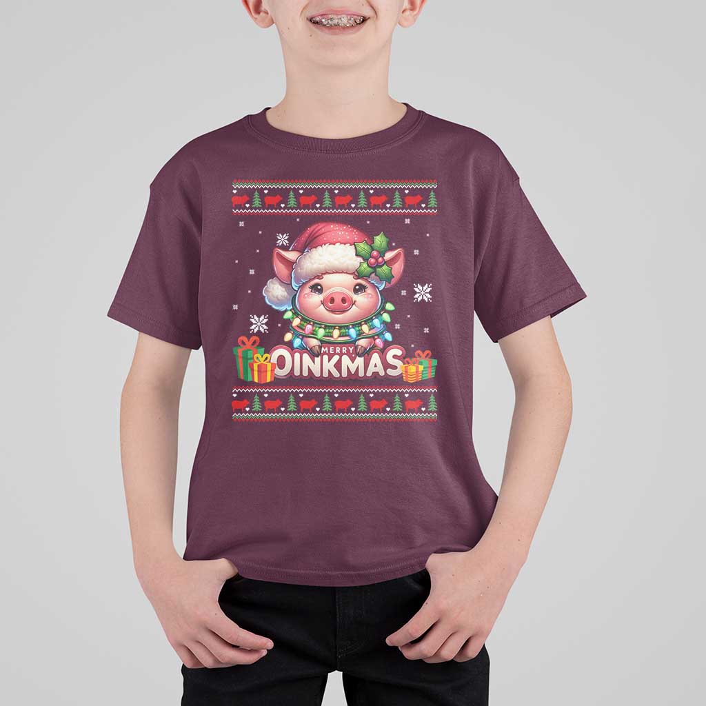 Funny Merry Oinkmas T Shirt For Kid Pig Lover Ugly Christmas Gift - Wonder Print Shop